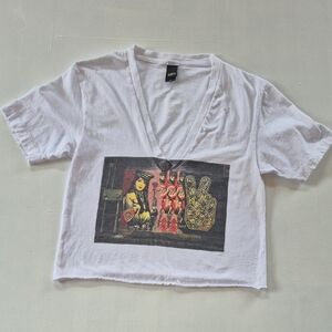PEACE GUARD 2 WHITE CROP TOP TEE